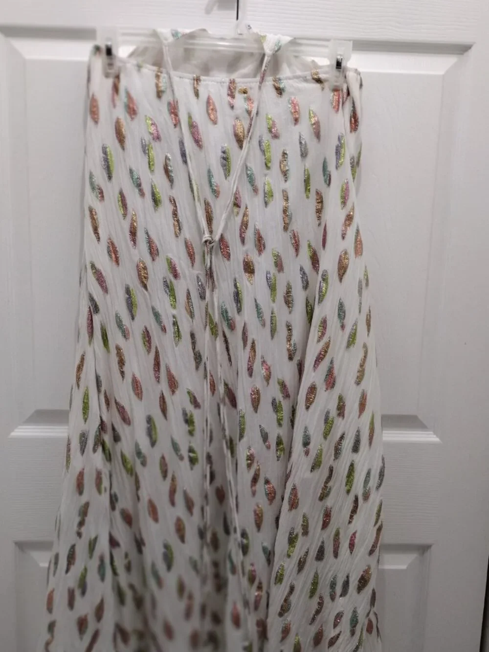 PQ Swim Chantel Dress Metallic Leaf Halter Open Back Crinkle Chiffon M/L - Picture 13 of 14